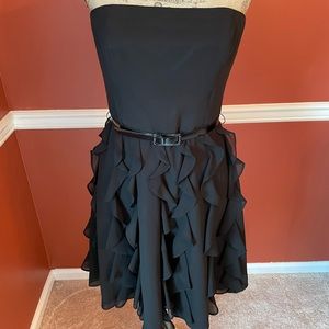 White House Black Market strapless black cocktail dress. Size 6